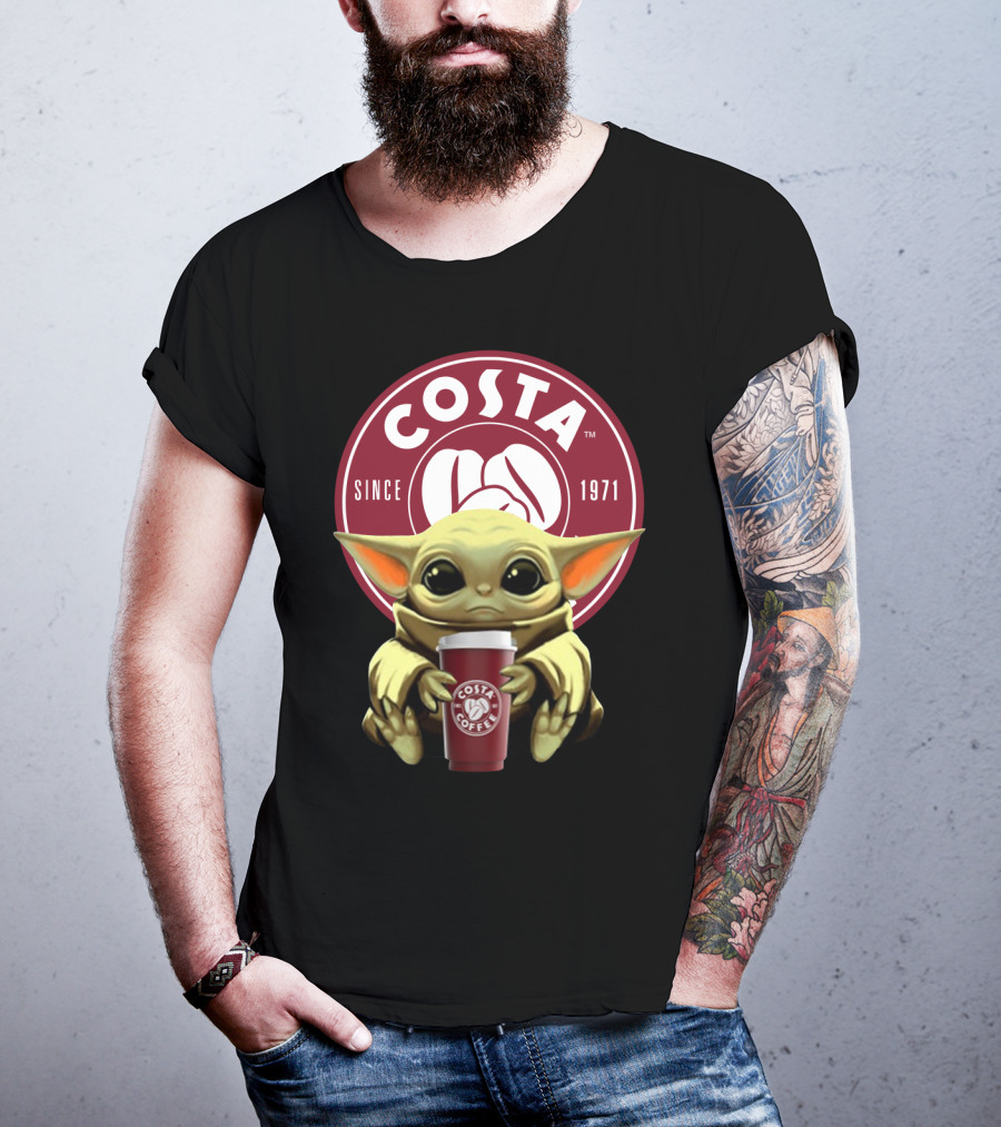Baby Yoda Holding Costa Coffee Cup Since 1971 T-Shirt
