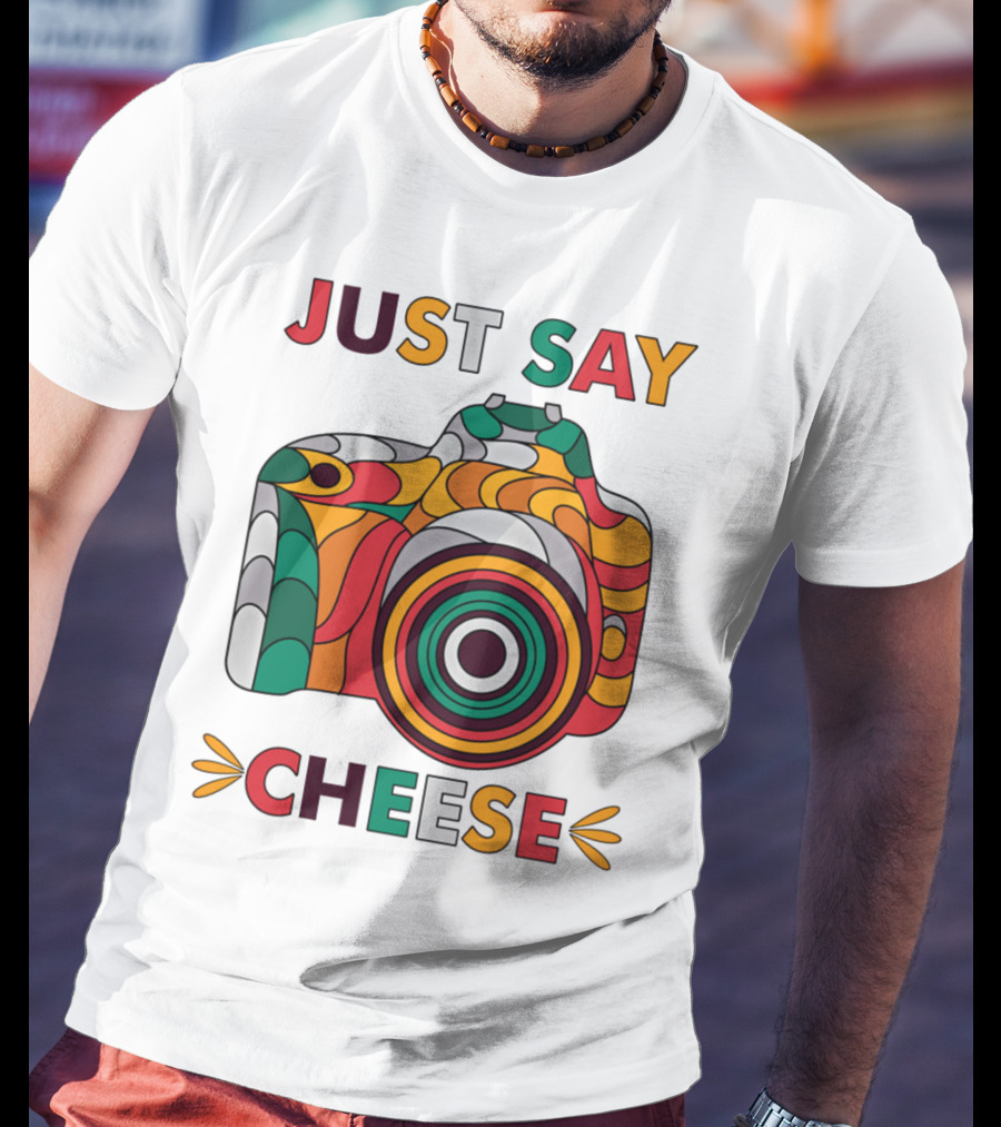 Just Say Cheese Colorful Camera T-Shirt
