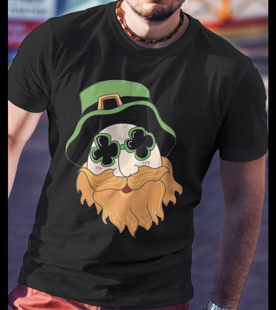 Green Hat Lucky Shamrock Beard T-Shirt