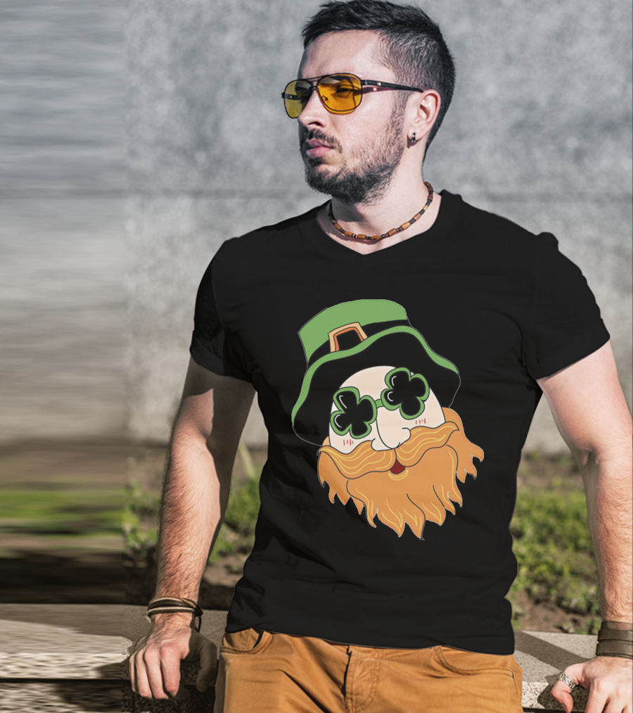 Green Hat Lucky Shamrock Beard T-Shirt