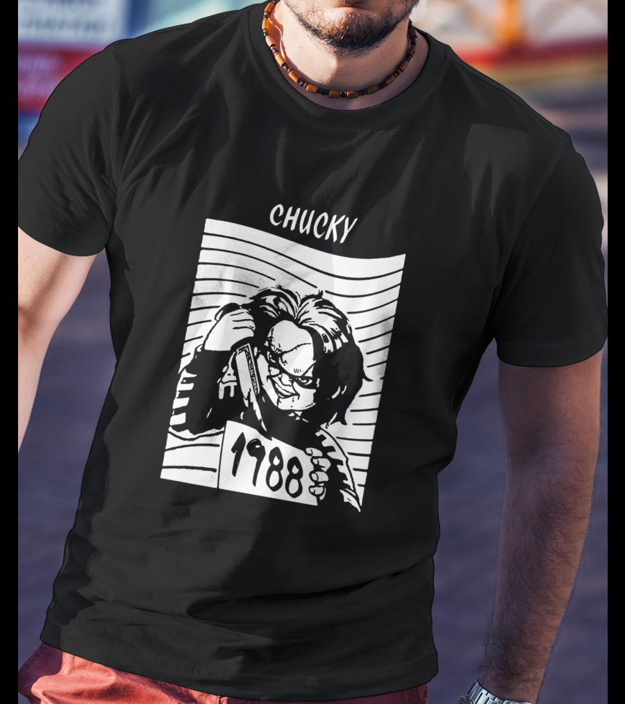 Chucky 1988 Horror Classic Movie Character With Knife T-Shirt