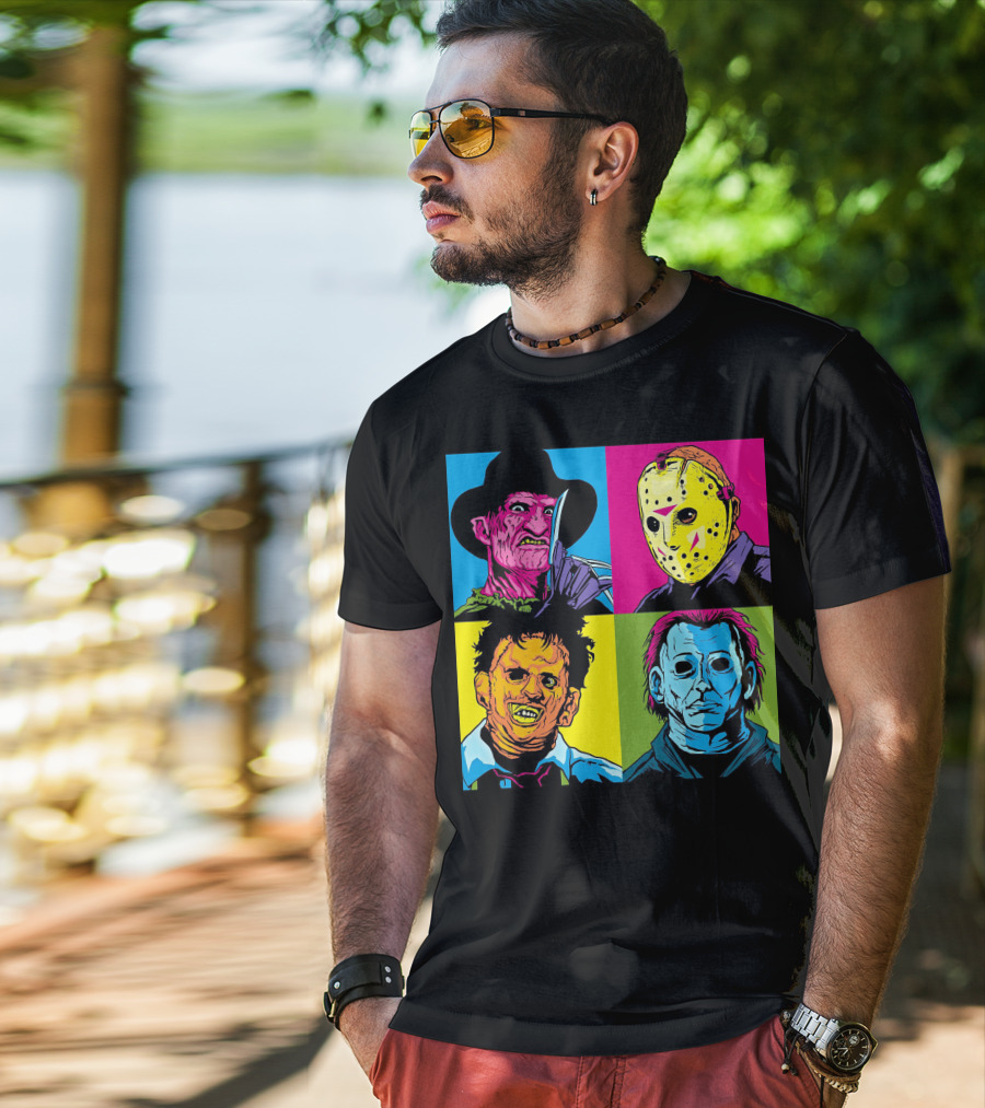 Freddy Krueger Jason Voorhees Leatherface Michael Myers Horror Movie Pop T-Shirt