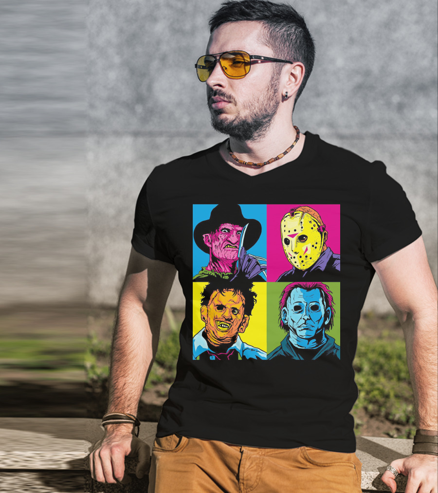 Freddy Krueger Jason Voorhees Leatherface Michael Myers Horror Movie Pop T-Shirt