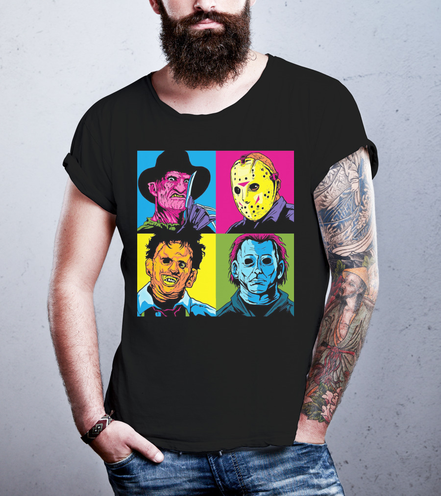 Freddy Krueger Jason Voorhees Leatherface Michael Myers Horror Movie Pop T-Shirt