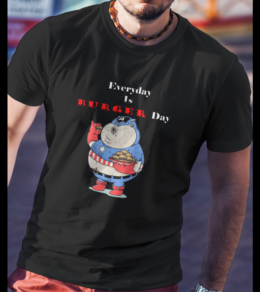 Everyday Is Burger Day Fat Captain America T-Shirt