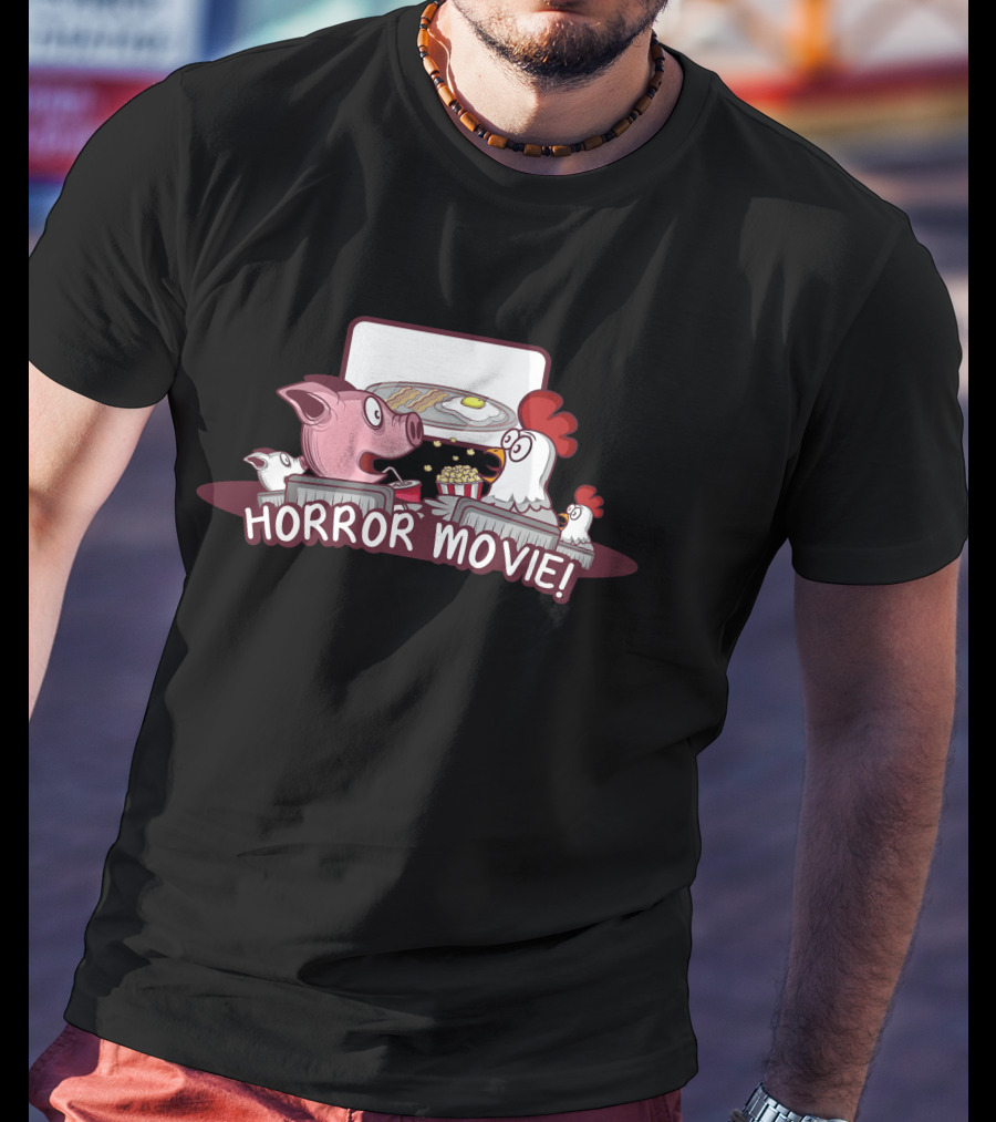 Horror Movie Pig And Chicken Breakfast Scene T-Shirt