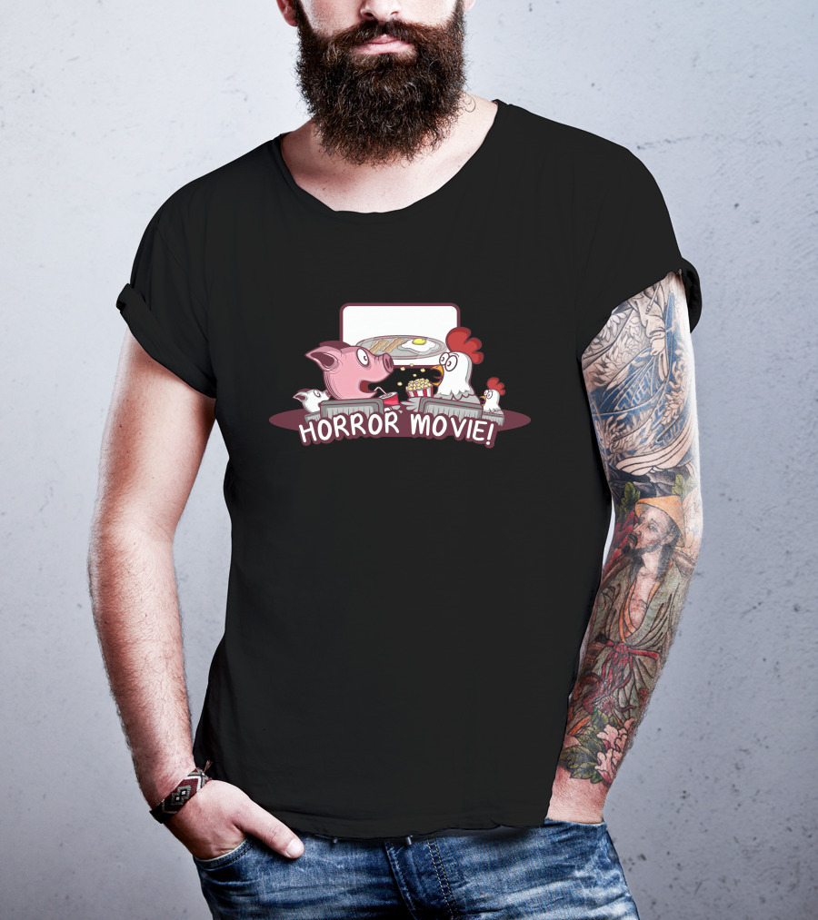 Horror Movie Pig And Chicken Breakfast Scene T-Shirt