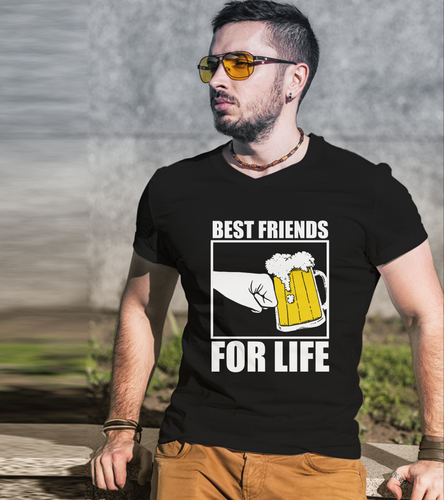 Best Friends For Life Beer Mug Fist Bump T-Shirt