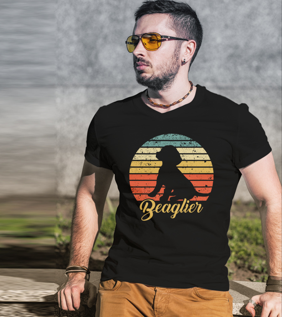 Beaglier Silhouette Vintage Stripes T-Shirt