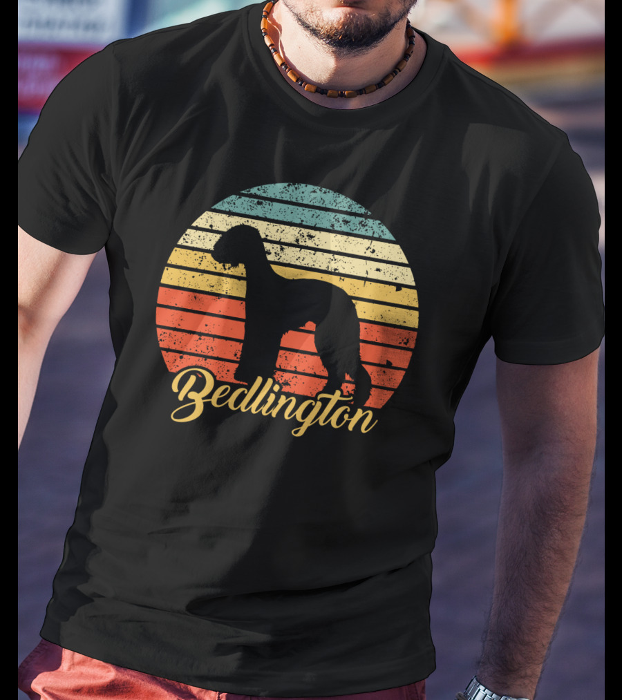 Retro Vintage Bedlington Silhouette Sunset T-Shirt