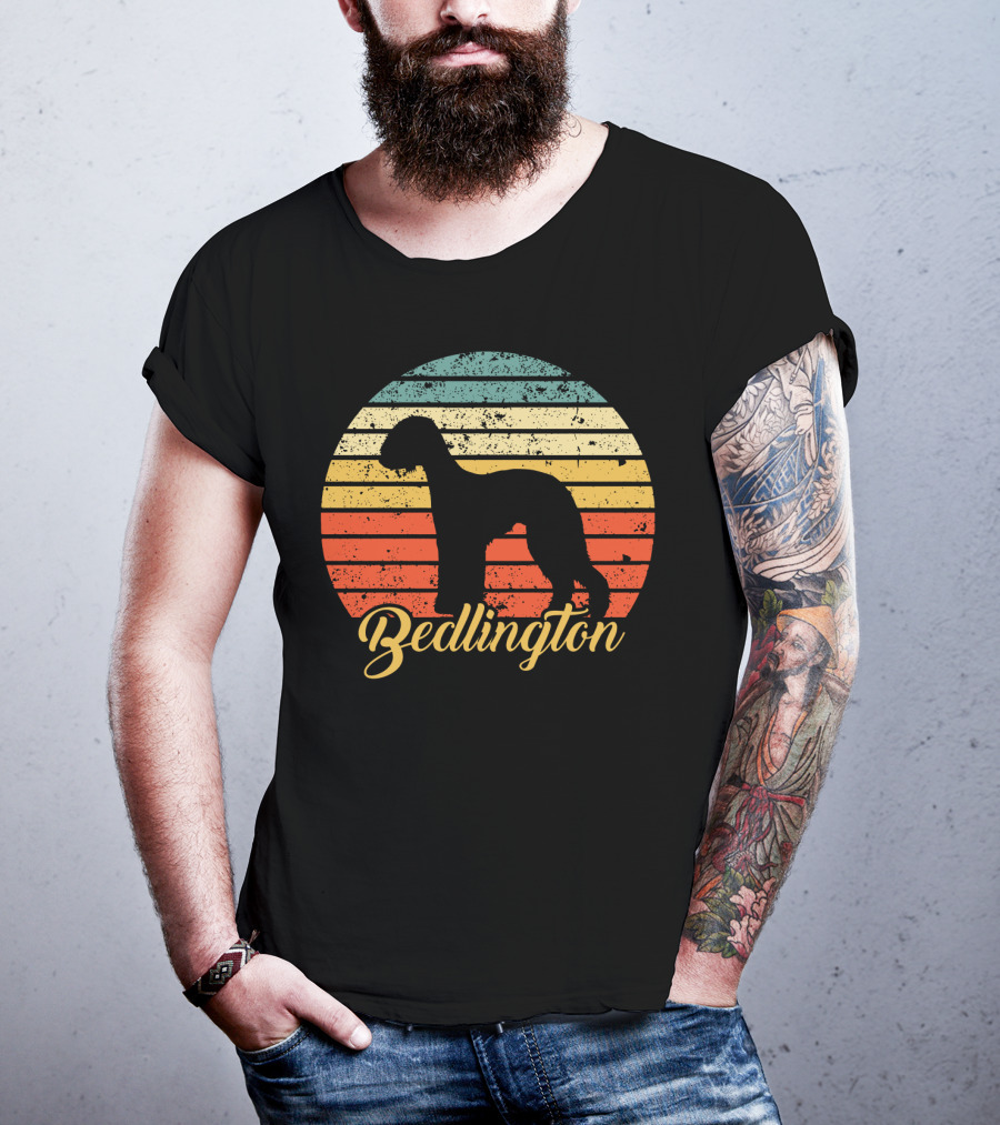 Retro Vintage Bedlington Silhouette Sunset T-Shirt
