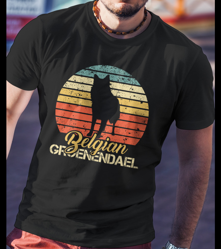 Vintage Style Retro Sunset Belgian Groenendael T-Shirt