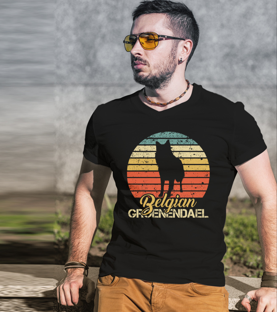Vintage Style Retro Sunset Belgian Groenendael T-Shirt