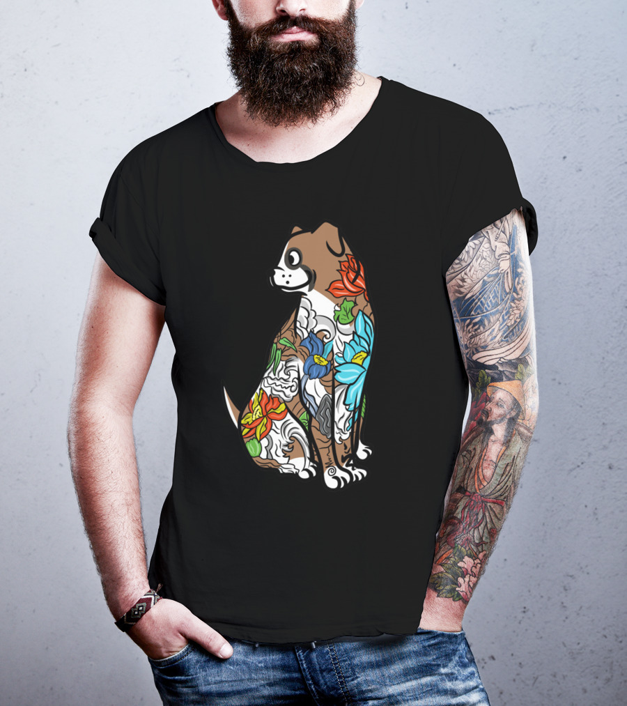 Boxer Tattoo Floral Colorful T-Shirt