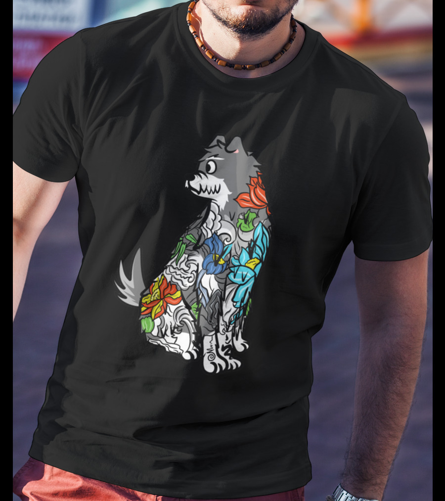 Schnauzer Colorful Floral Tattoo T-Shirt