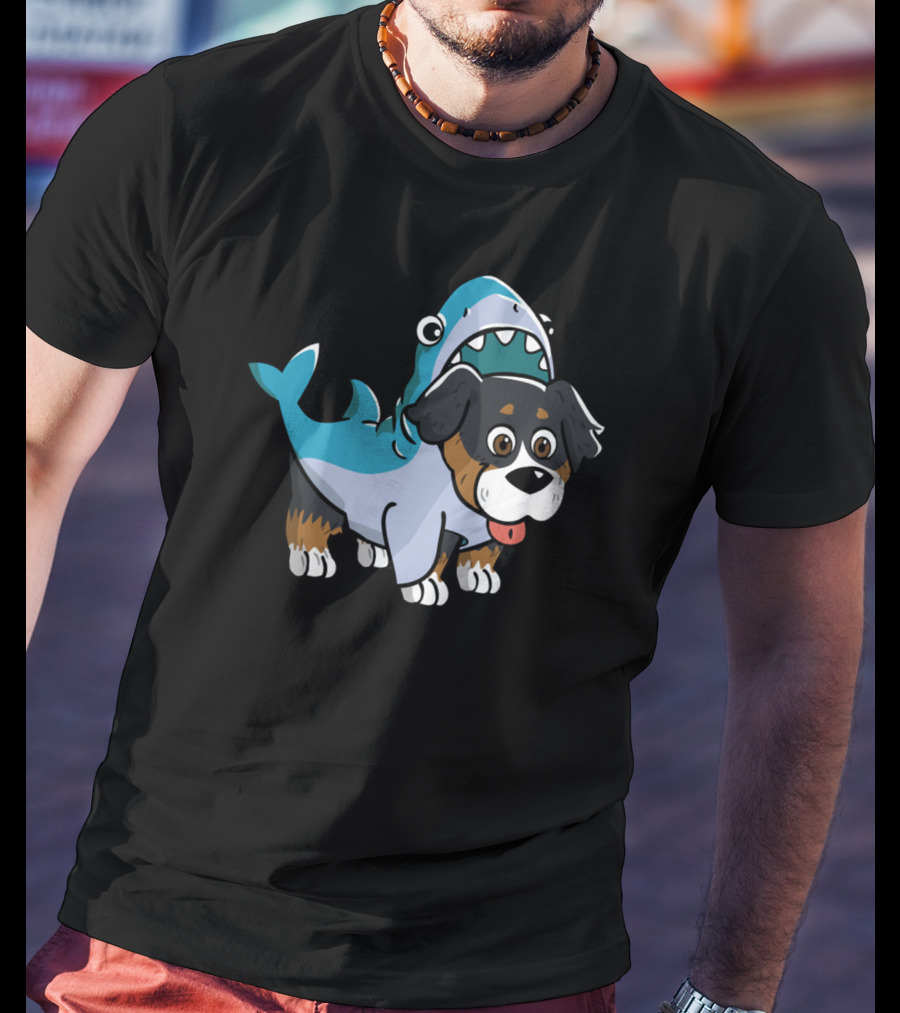 Bernese Mountain Dog In Shark Costume Fun T-Shirt