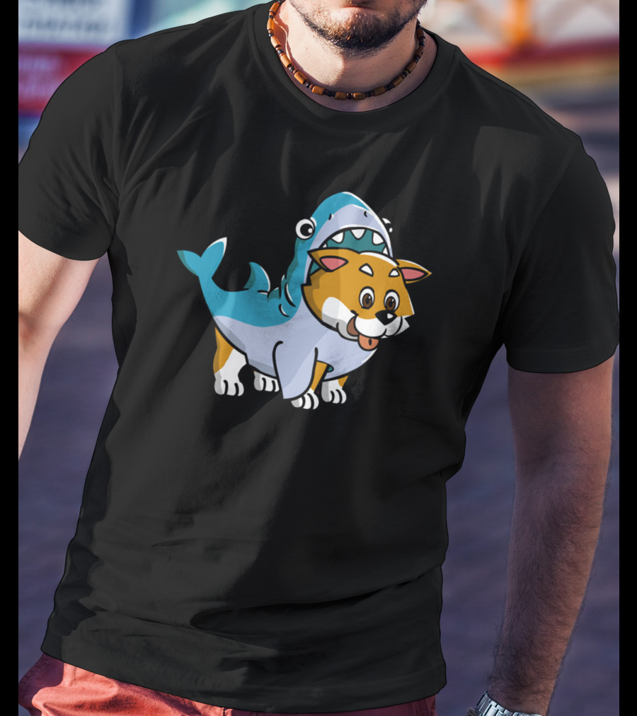 Shiba Inu Shark Costume Fusion Fun T-Shirt