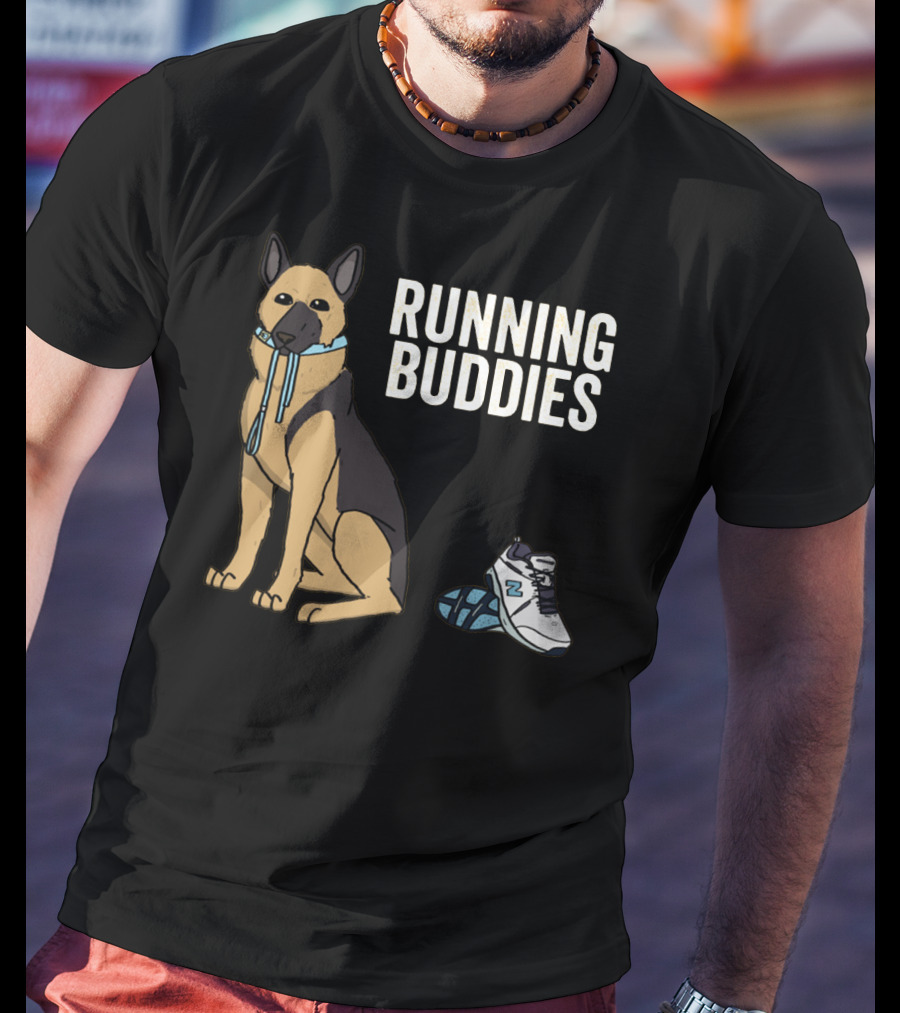German Shepherd Running Buddies With Shoes And Collar T-Shirt