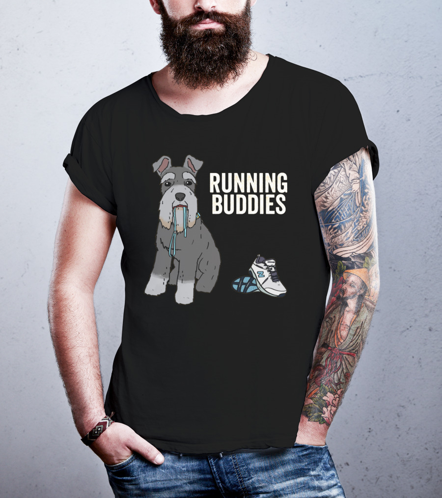 Schnauzer Running Buddies With Athletic Shoes And Laces T-Shirt
