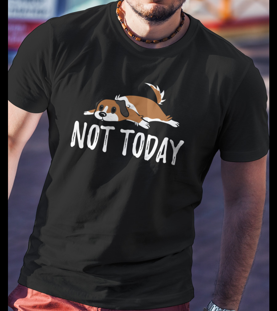 Not Today Funny St Bernard Illustration Lying Down T-Shirt