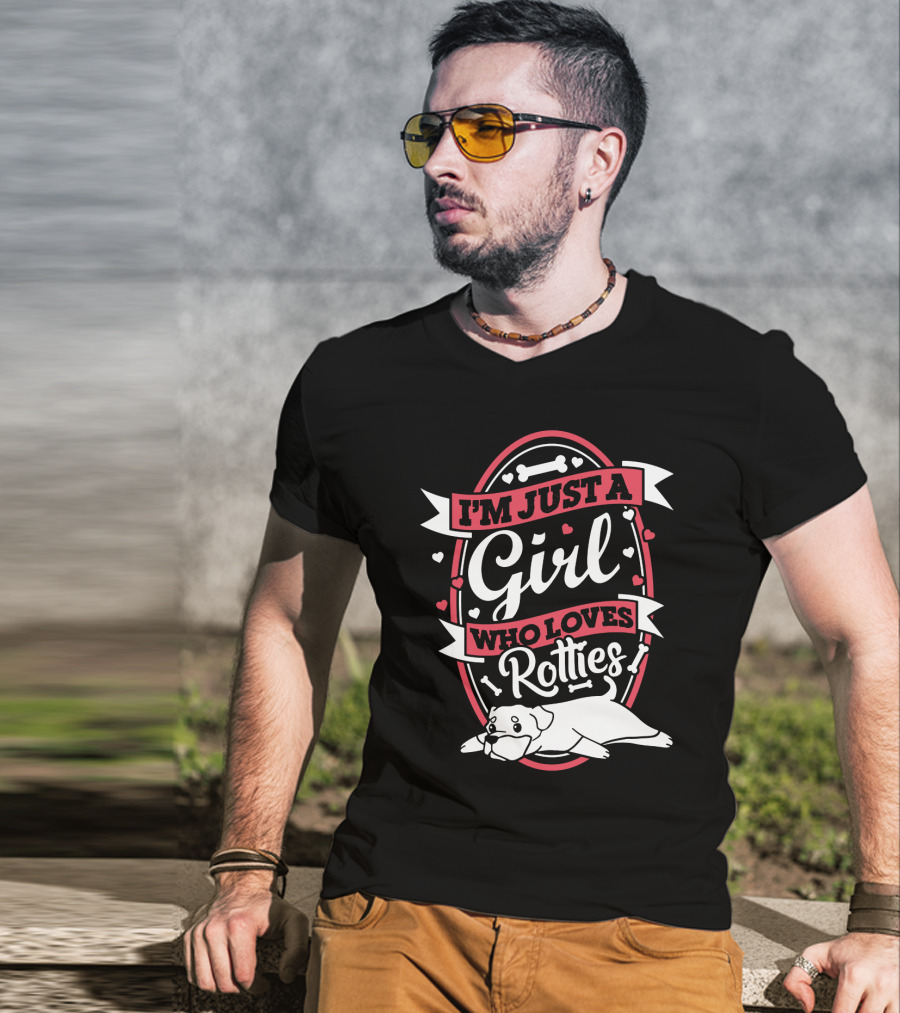 I'm Just A Girl Who Loves Rotties With Hearts And Bones T-Shirt