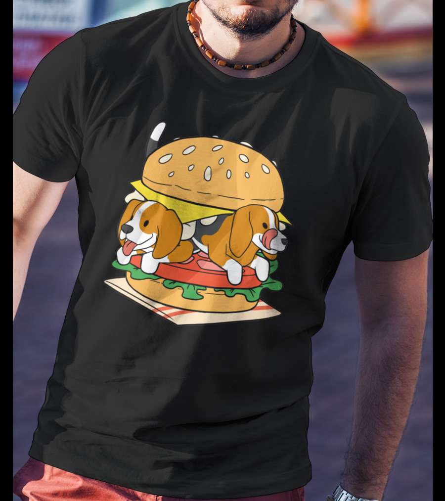 Beagle Burger Cuteness With Cheese, Lettuce, And Tomato T-Shirt