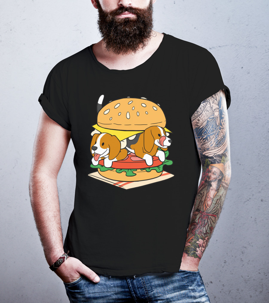 Beagle Burger Cuteness With Cheese, Lettuce, And Tomato T-Shirt