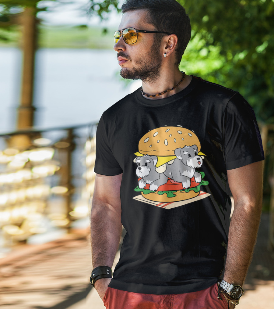 Schnauzer Double Hamburger With Cheese, Lettuce, And Tomato T-Shirt