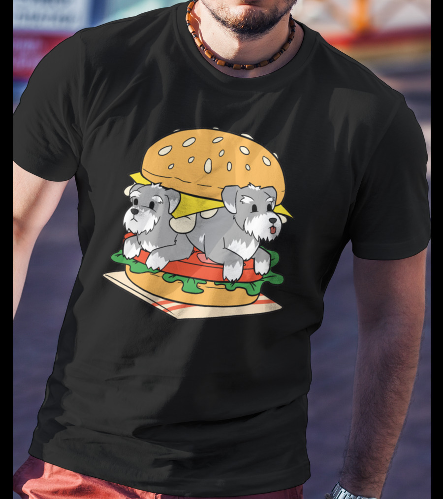 Schnauzer Double Hamburger With Cheese, Lettuce, And Tomato T-Shirt