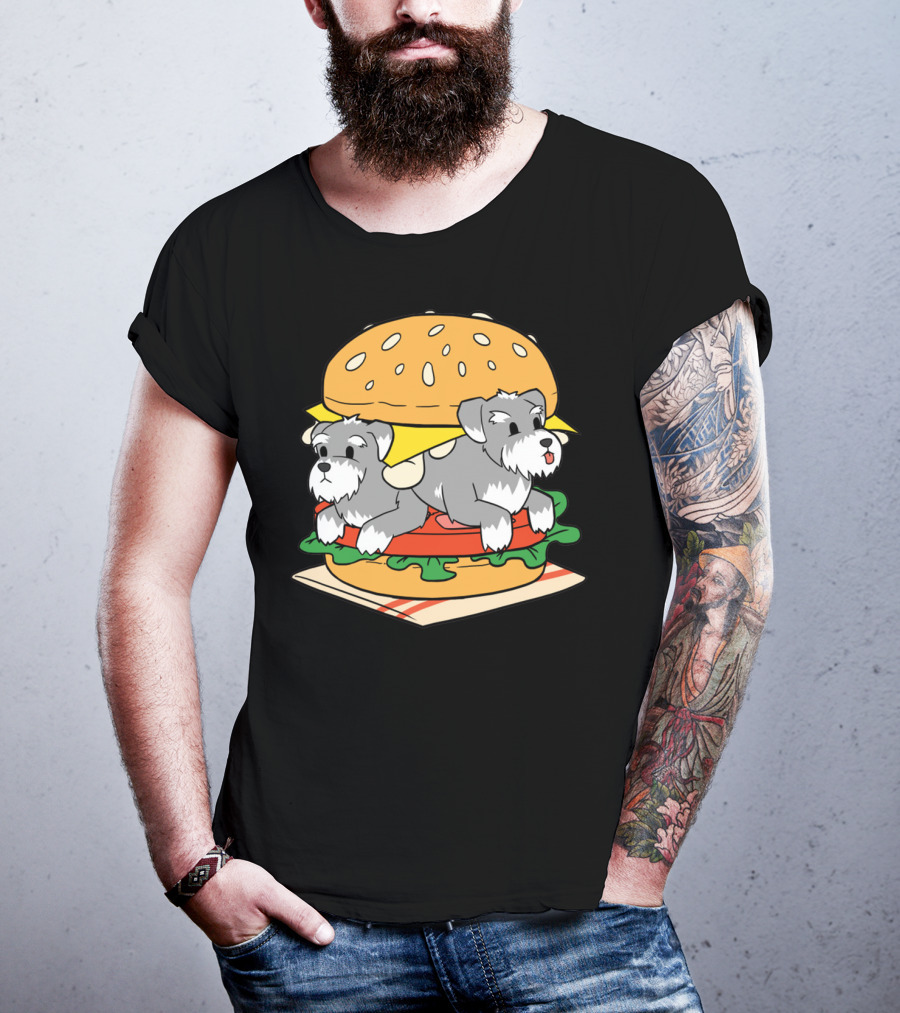 Schnauzer Double Hamburger With Cheese, Lettuce, And Tomato T-Shirt