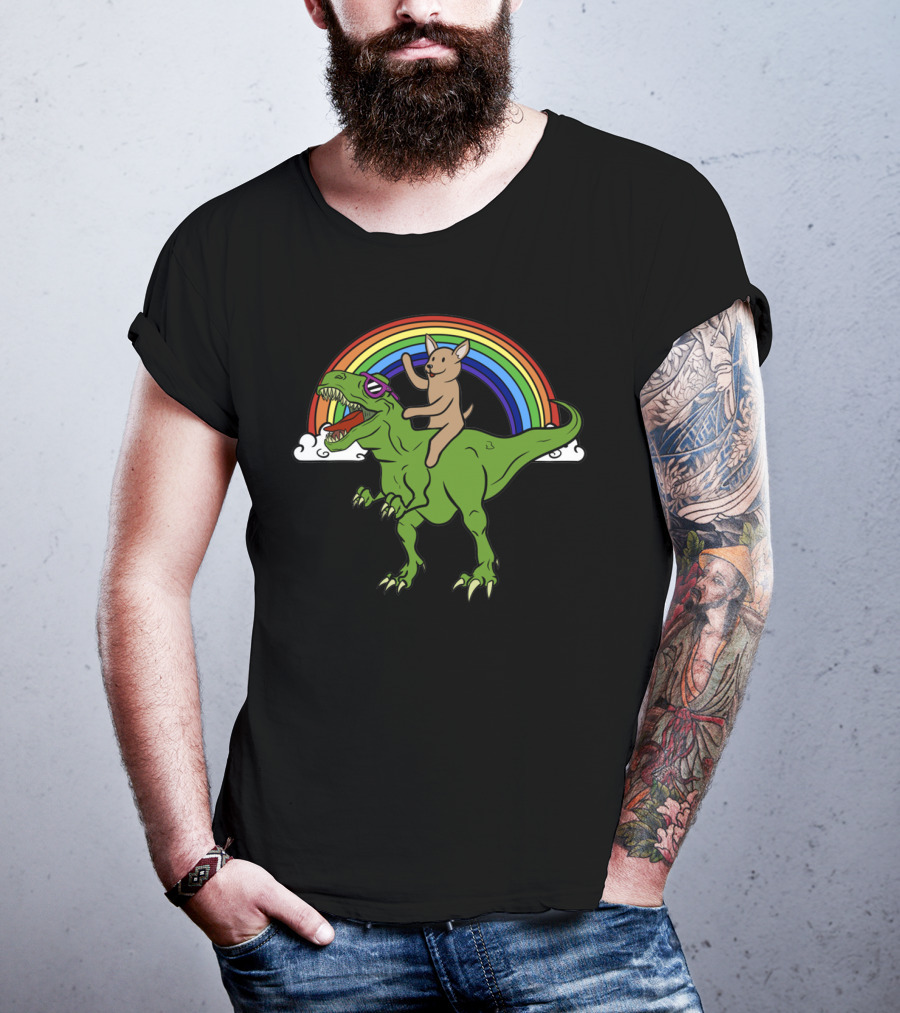Chihuahua Riding Dinosaur T-Shirt