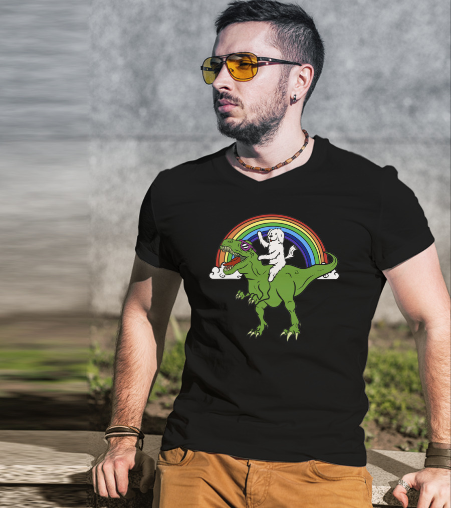 Maltese Dinosaur Riding Adventure T-Shirt