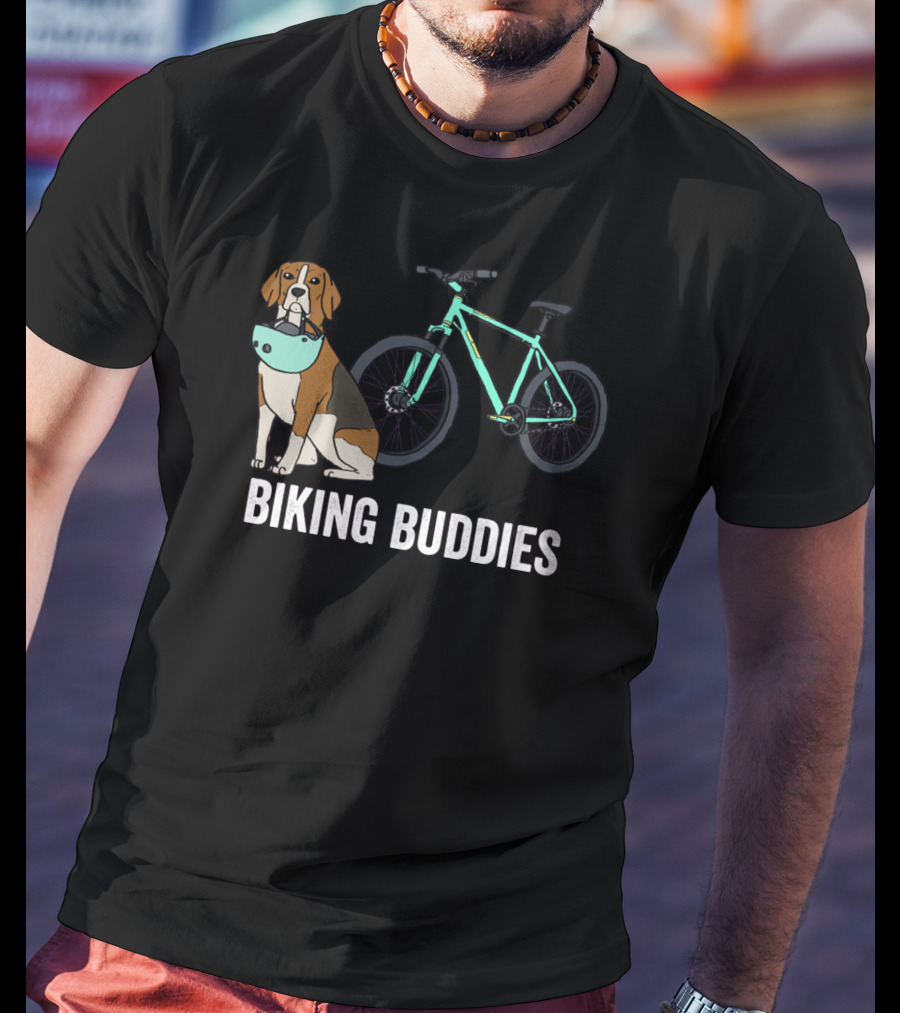 Beagle Biking Buddies With Teal Bicycle T-Shirt