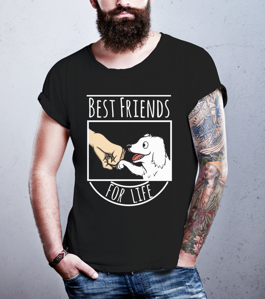 Best Friends For Life Great Pyrenees Puppy And Fist Bump Loyalty T-Shirt