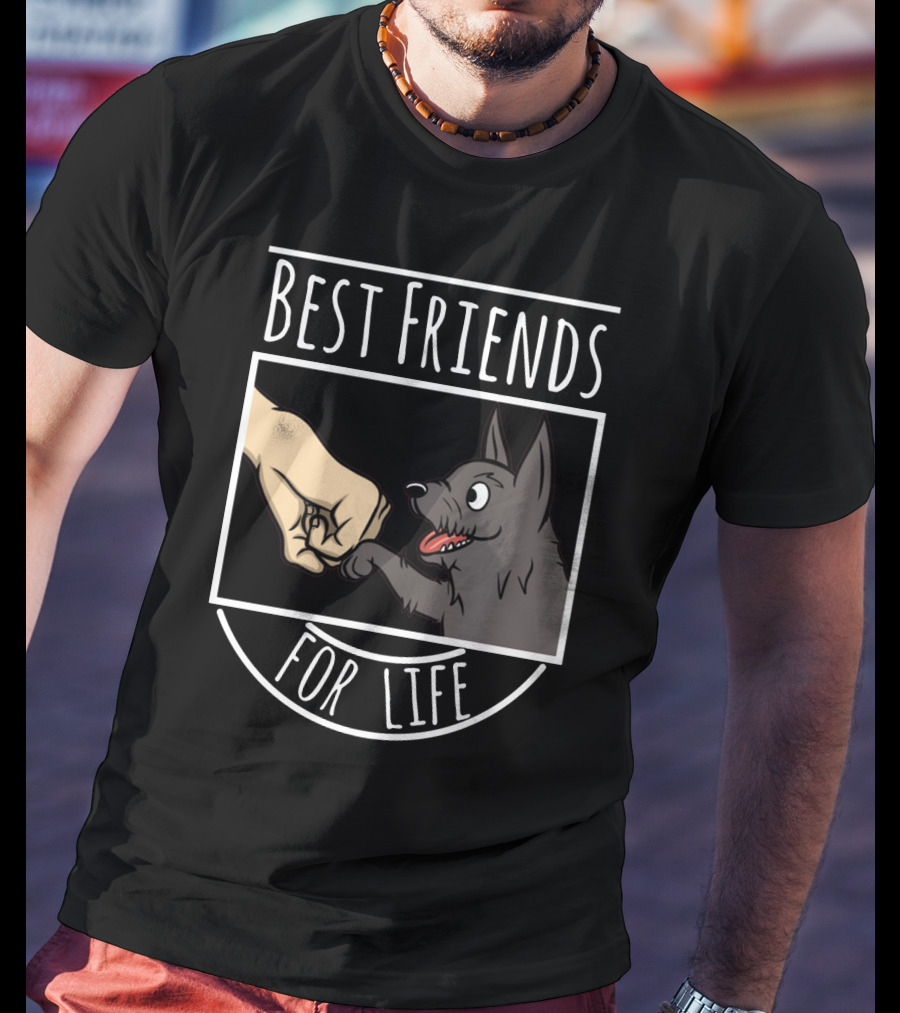 Best Friends For Life Scottie Hand And Paw Fist Bump T-Shirt