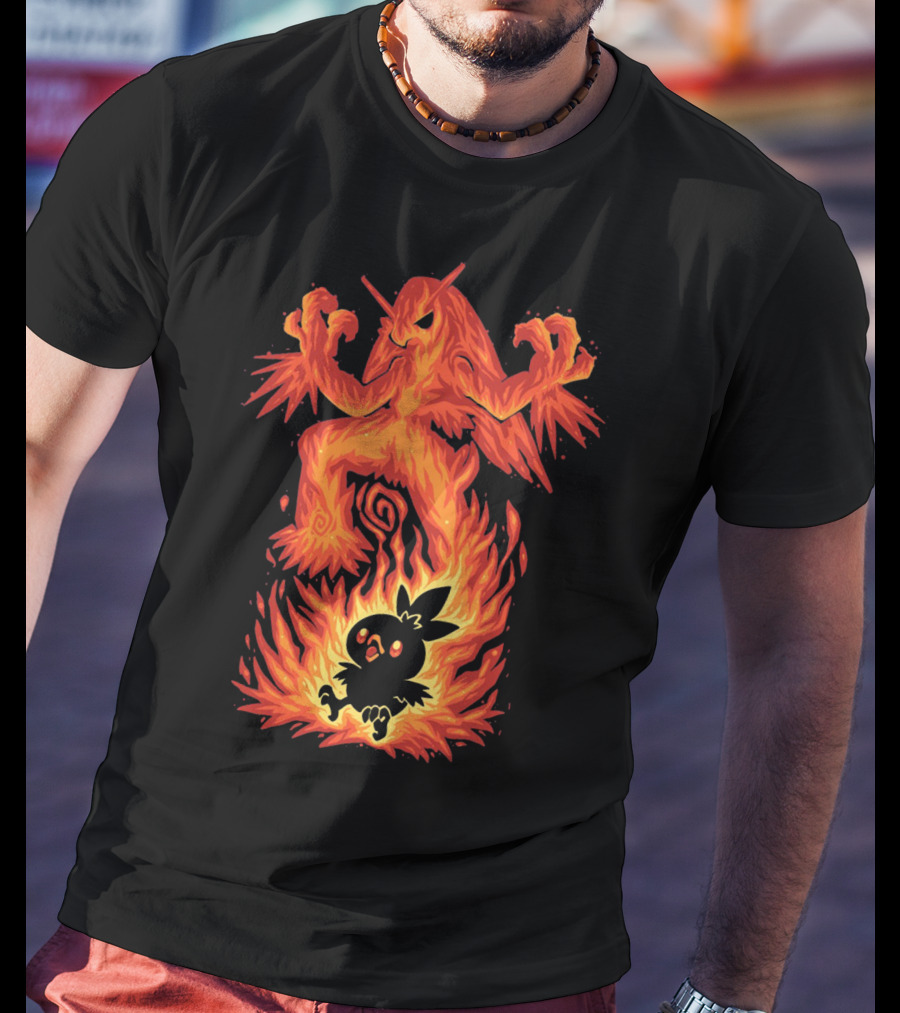 Evolution Pokemon Torchic Blaziken Flames T-Shirt