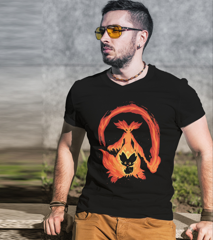 Evolution Pokemon Fire Type Delphox Flame Spiritual Transformation T-Shirt