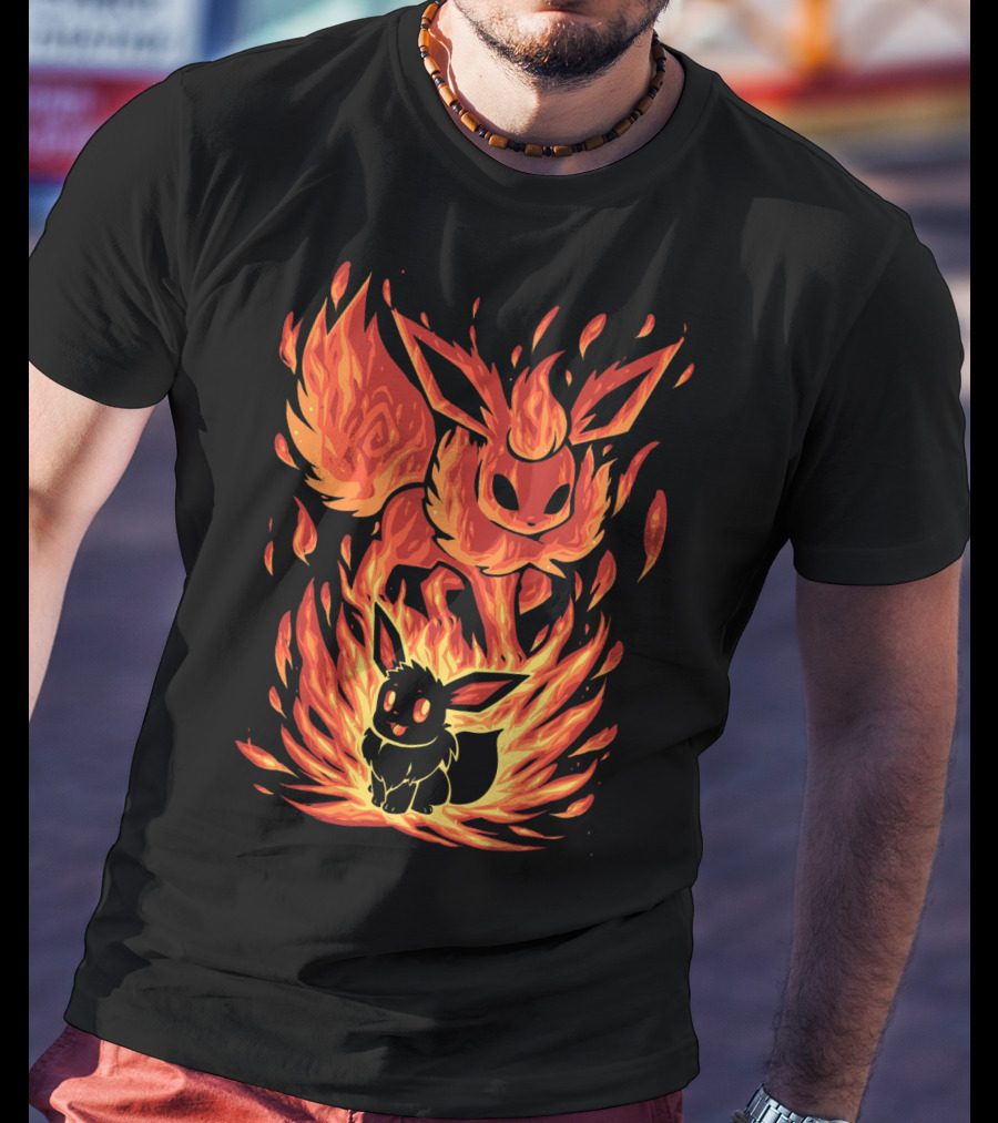 Eevee To Flareon Evolution Fire Transformation Pokemon T-Shirt