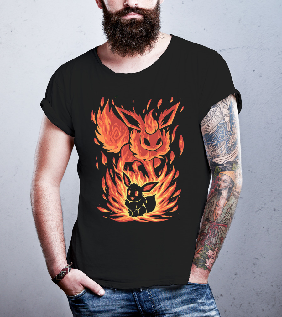 Eevee To Flareon Evolution Fire Transformation Pokemon T-Shirt