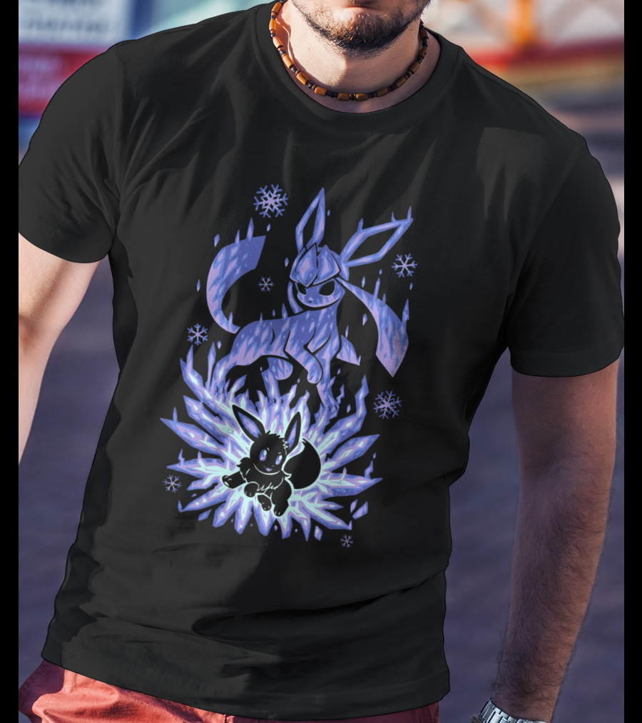 Evolution Pokemon Glaceon Ice Form Transformation T-Shirt