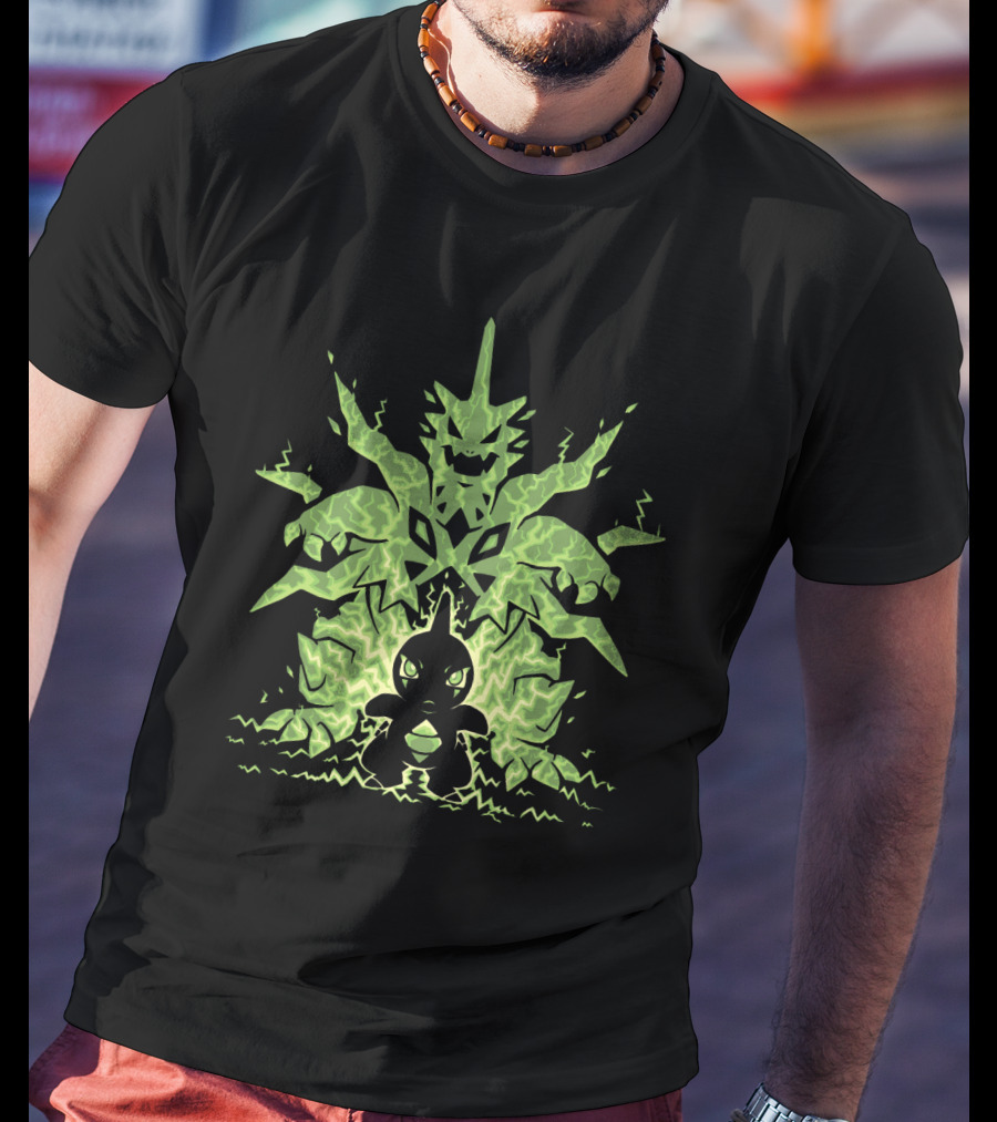 Evolution Pokemon Mega Tyranitar Larvitar Lightning Transformation T-Shirt
