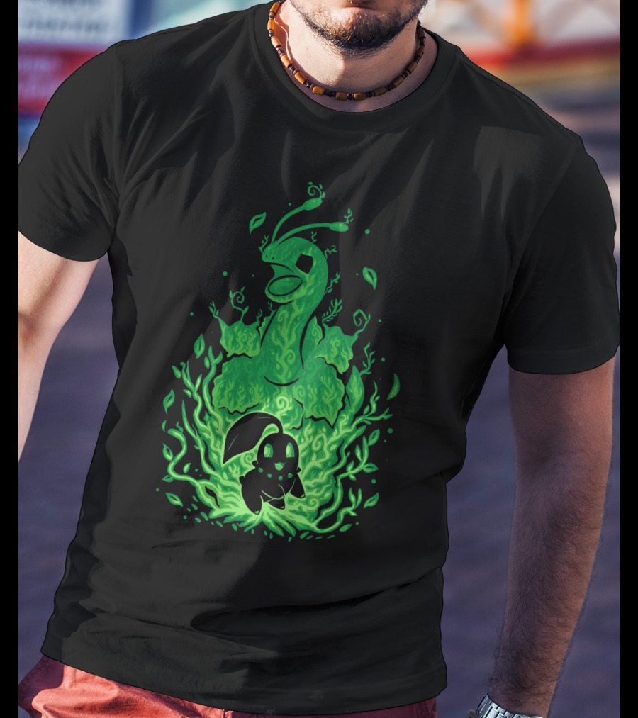 Evolution Pokemon Meganium Chikorita Glowing Green T-Shirt