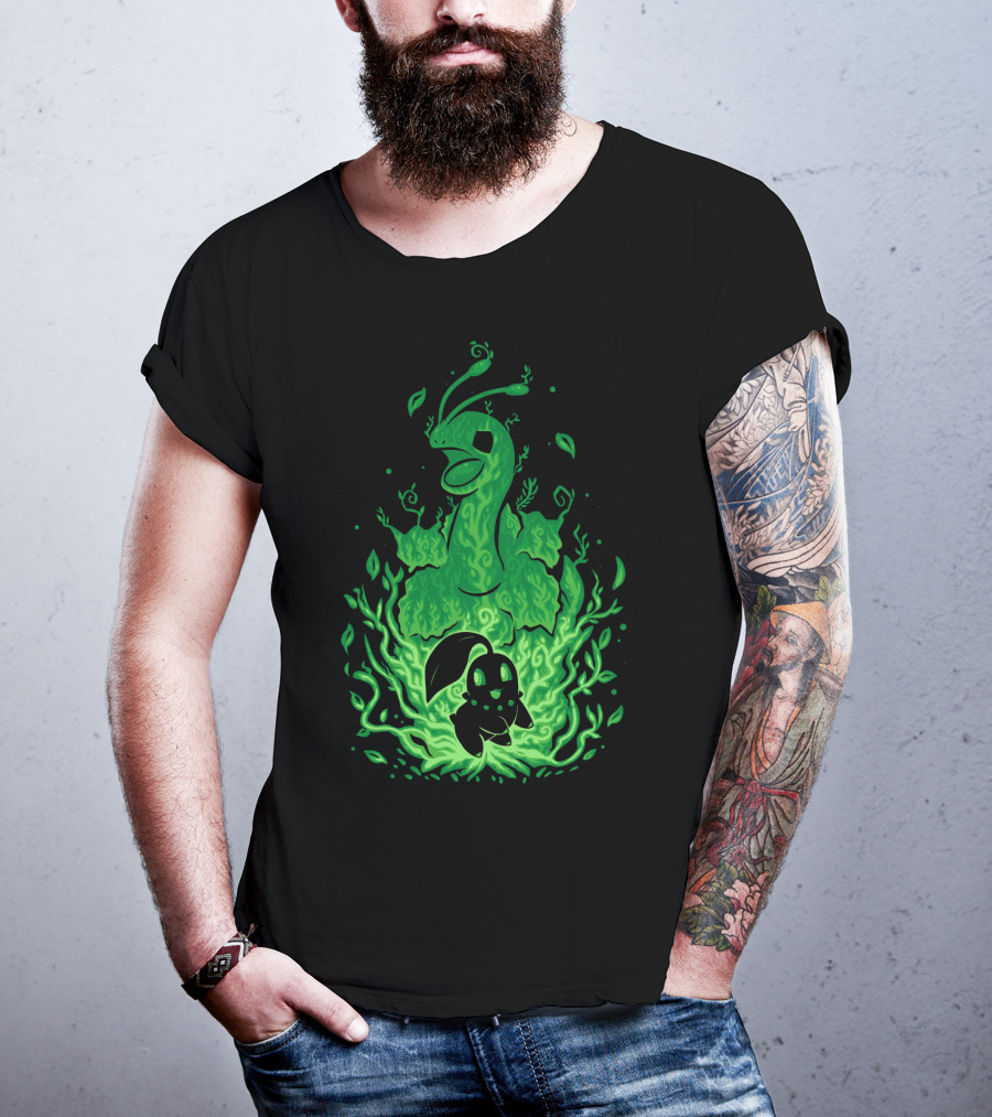 Evolution Pokemon Meganium Chikorita Glowing Green T-Shirt