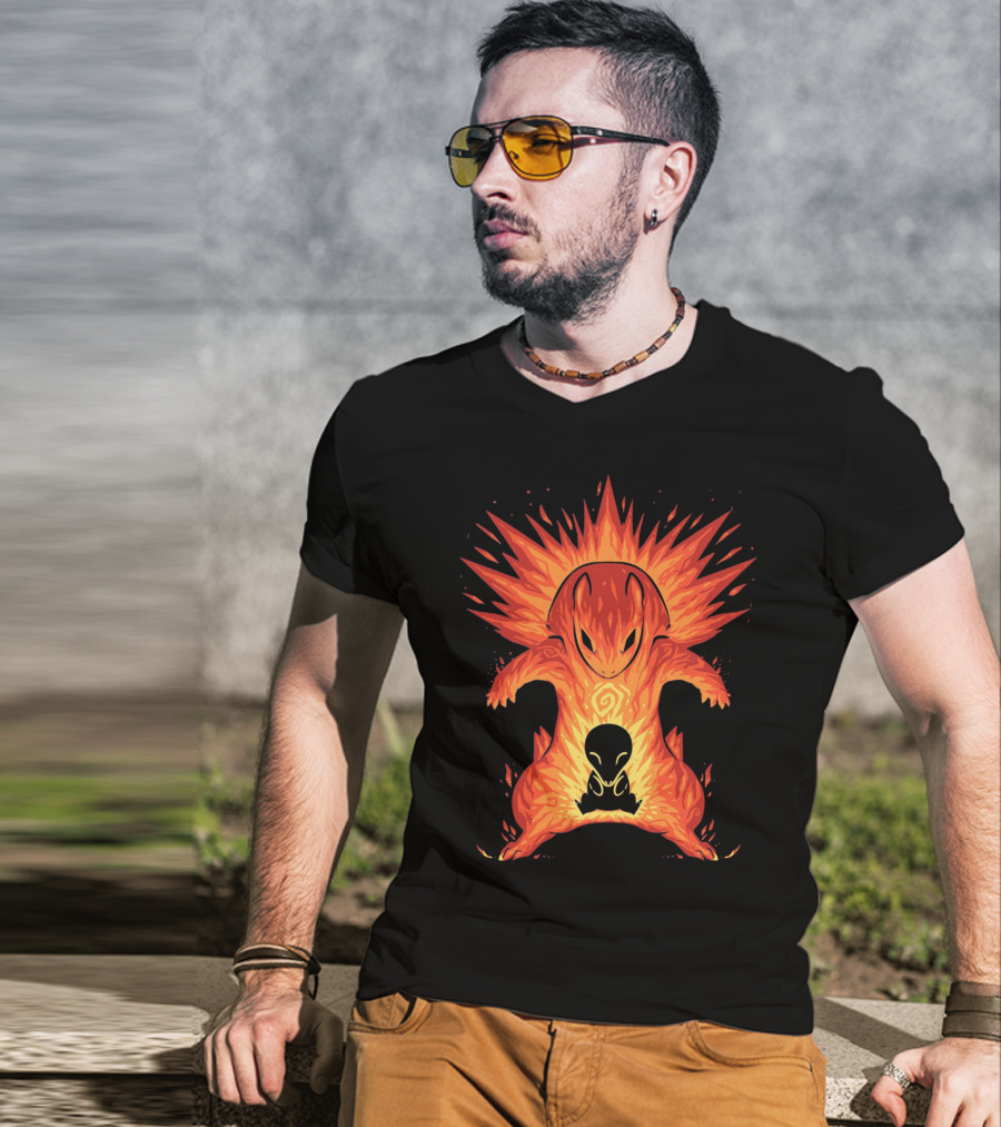 Evolution Pokemon Cyndaquil Quilava Typhlosion Flame Power T-Shirt
