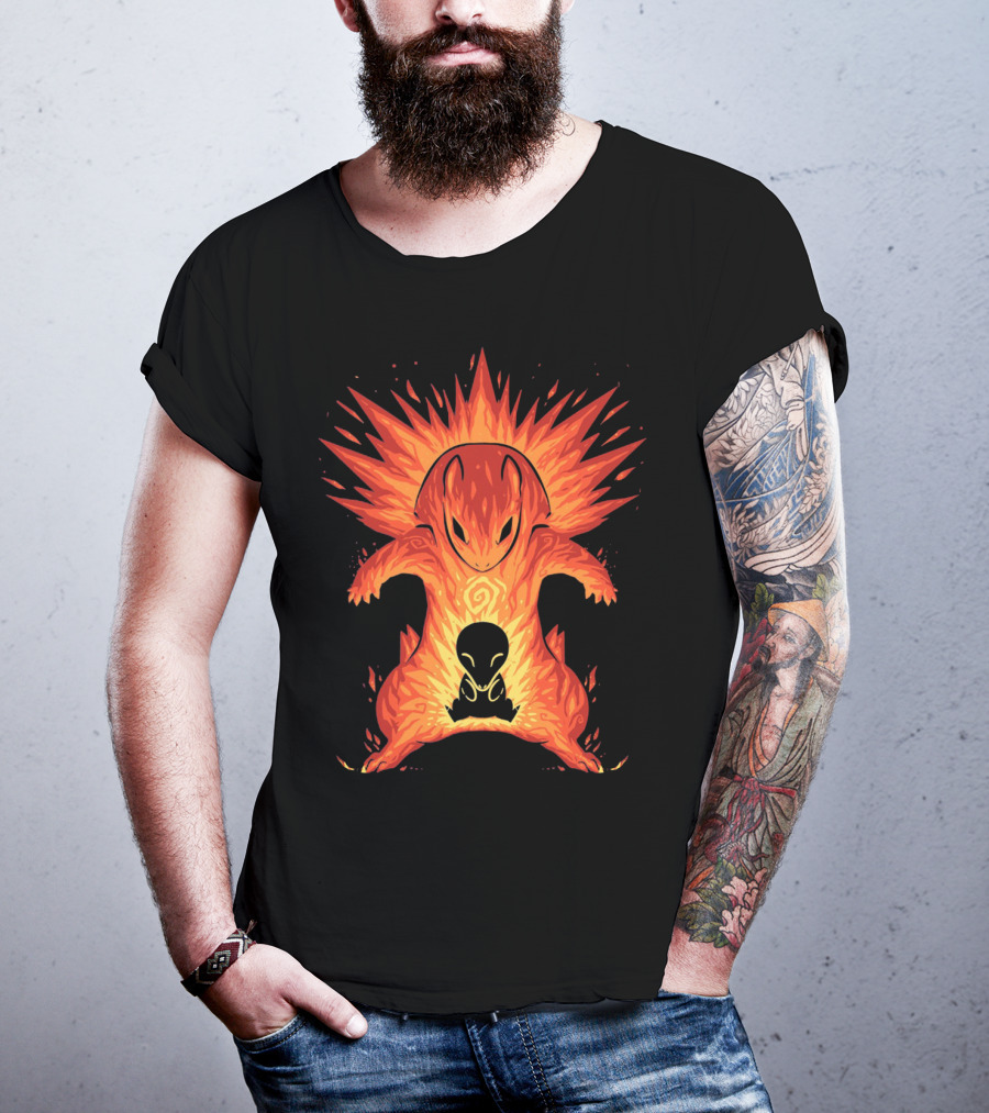 Evolution Pokemon Cyndaquil Quilava Typhlosion Flame Power T-Shirt