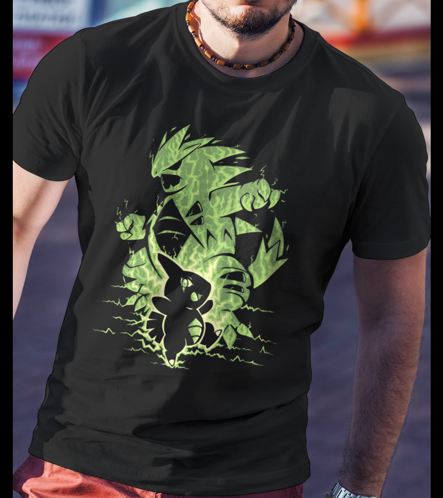 Evolution Pokemon Tyranitar Larvitar Electric Transformation T-Shirt