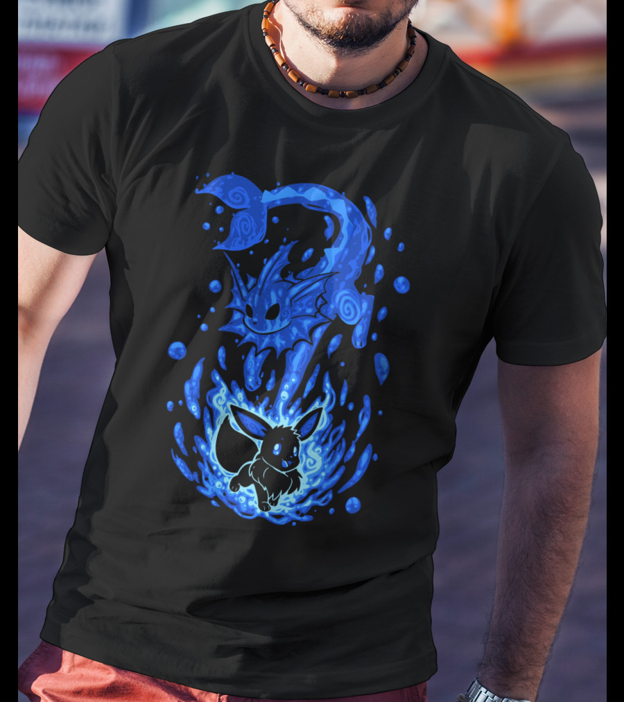 Evolution Pokemon Vaporeon Eevee Transformation Blue Watersplash T-Shirt