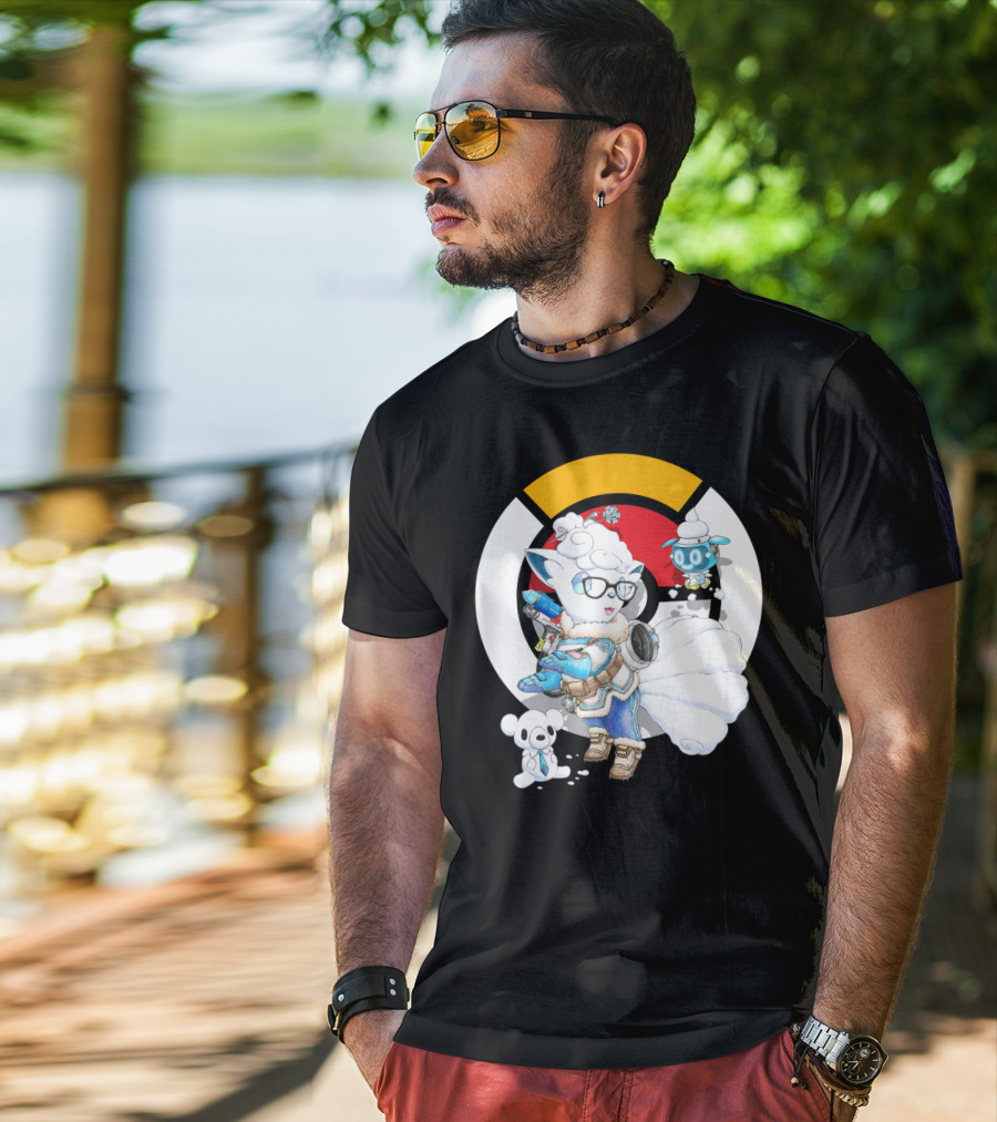 Pokemon X Overwatch Alolan Vulpix With Mei Winter T-Shirt
