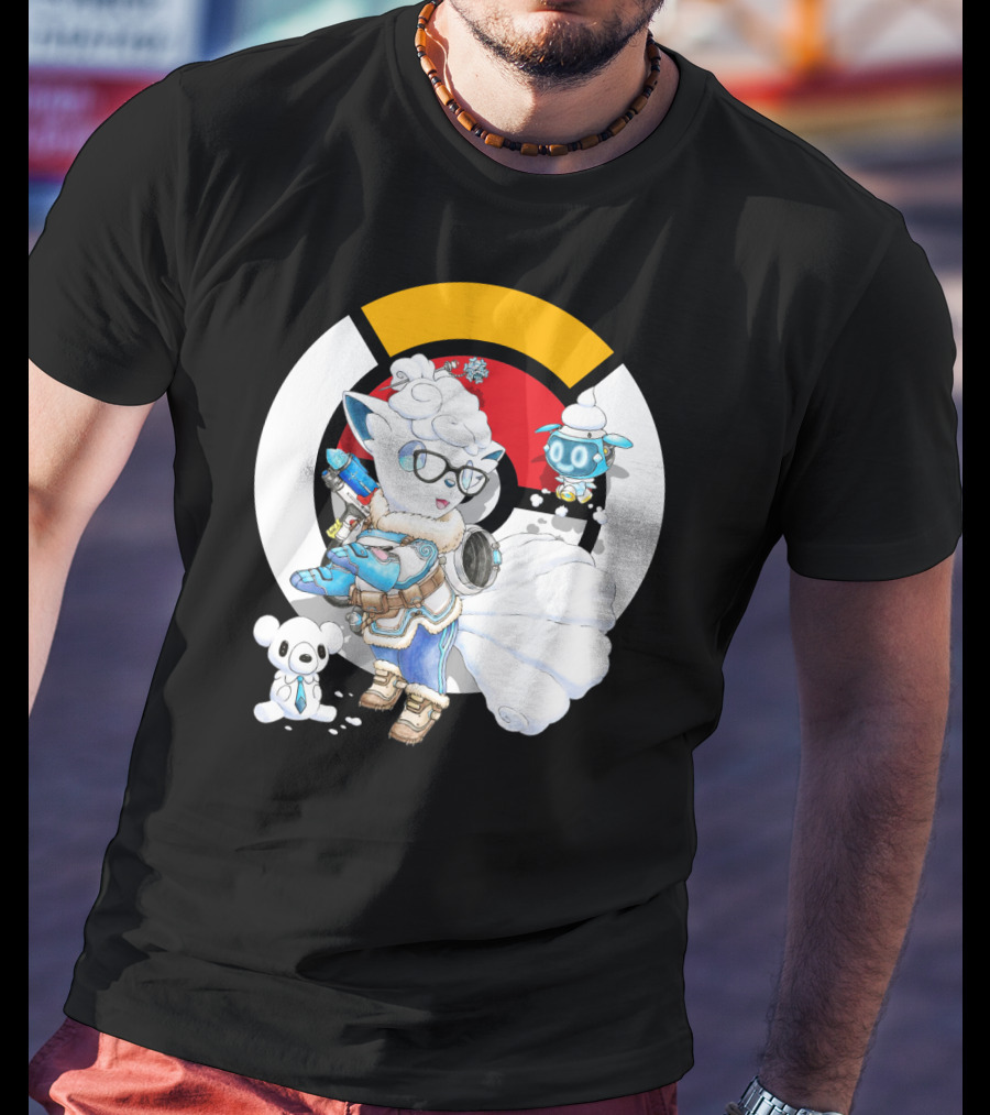 Pokemon X Overwatch Alolan Vulpix With Mei Winter T-Shirt