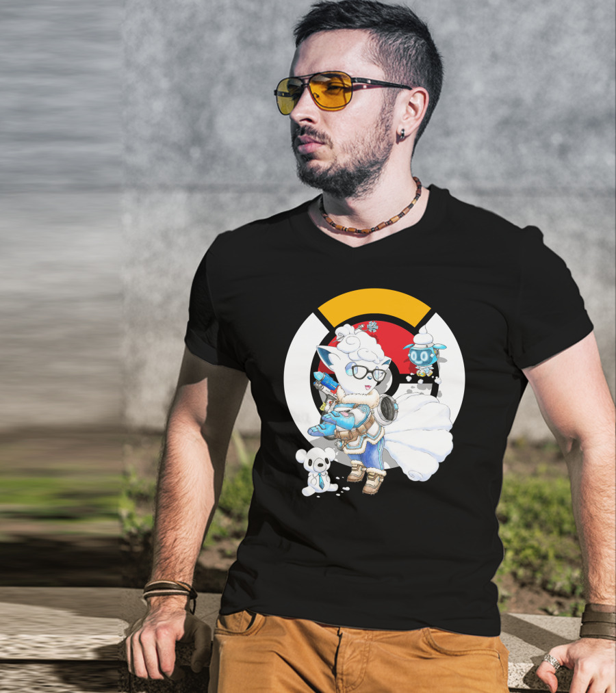 Pokemon X Overwatch Alolan Vulpix With Mei Winter T-Shirt